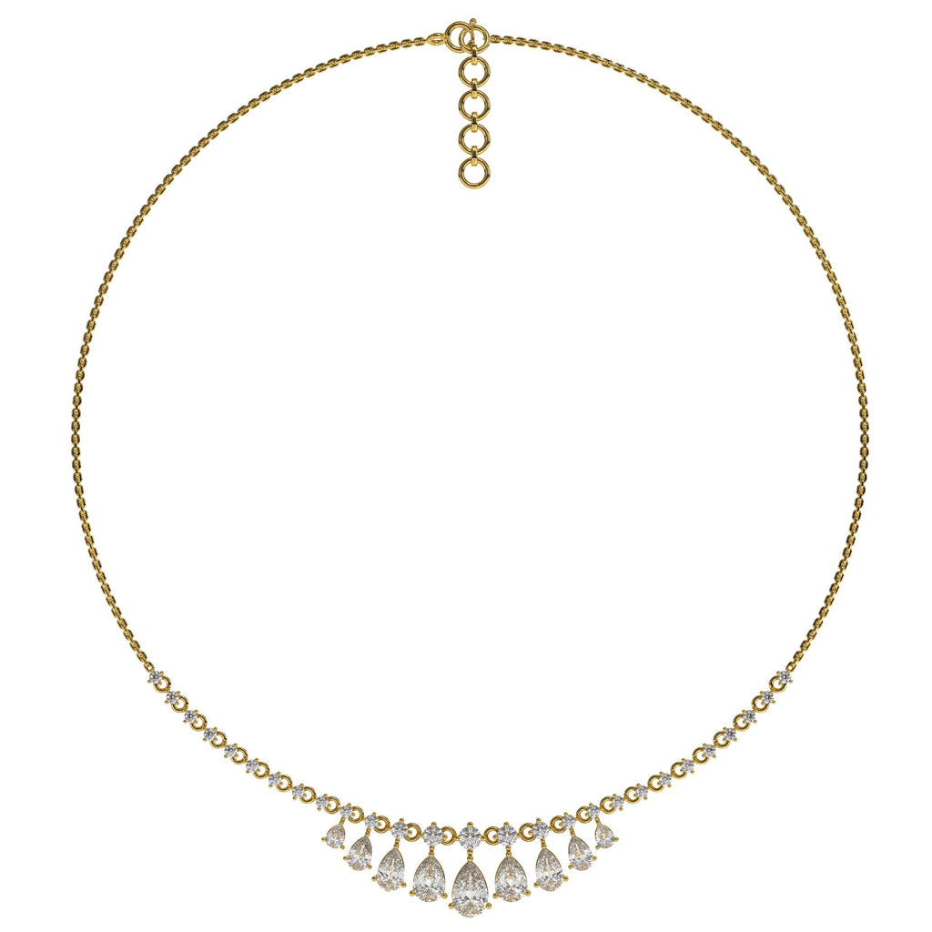 14K Gold Lab Grown Diamond Half Tennis Necklace For Women