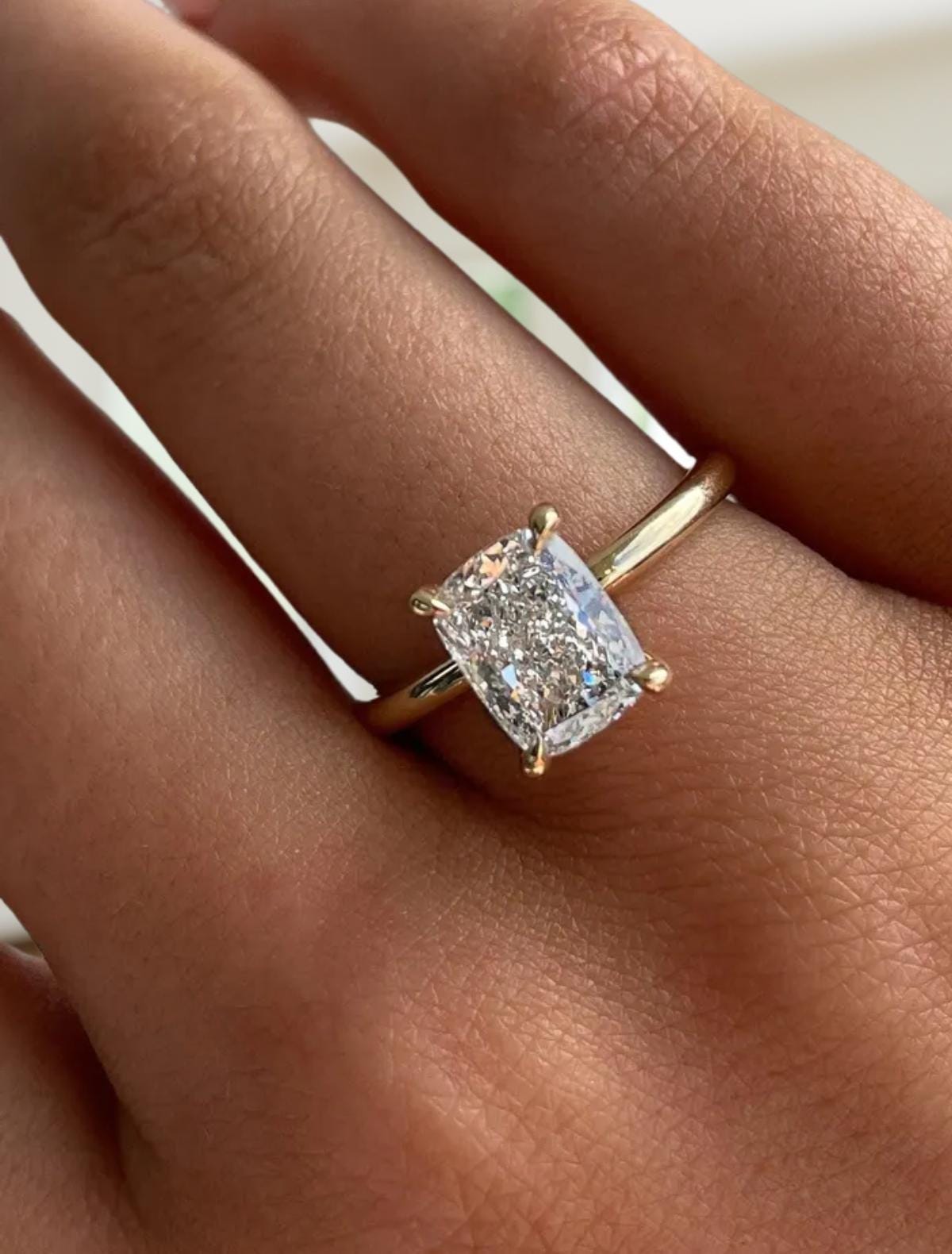 Unique 1.50 CT Cushion Cut Lab Grown Diamond Engagement Ring, 14K Solid Gold Diamond Bridal Ring