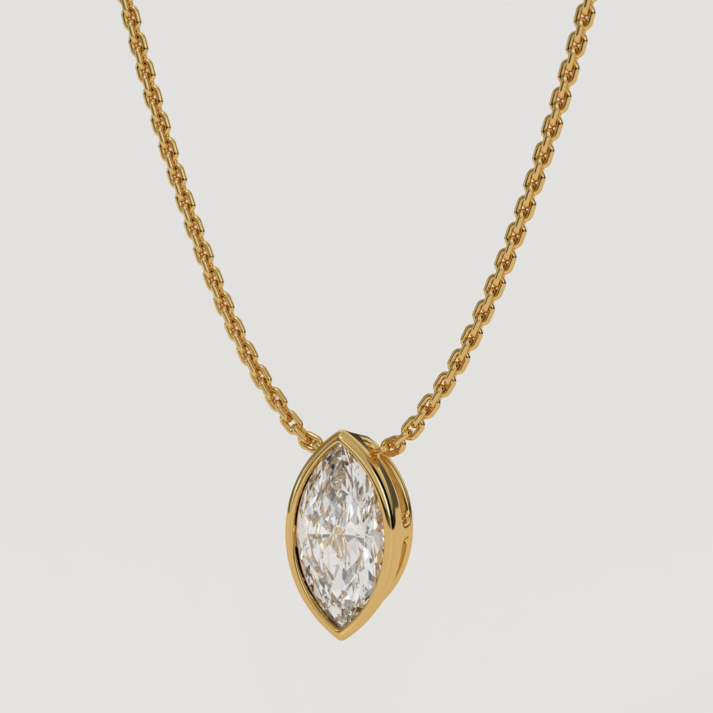 14K Solid Gold Marquise Cut Solitaire Lab Grown Diamond