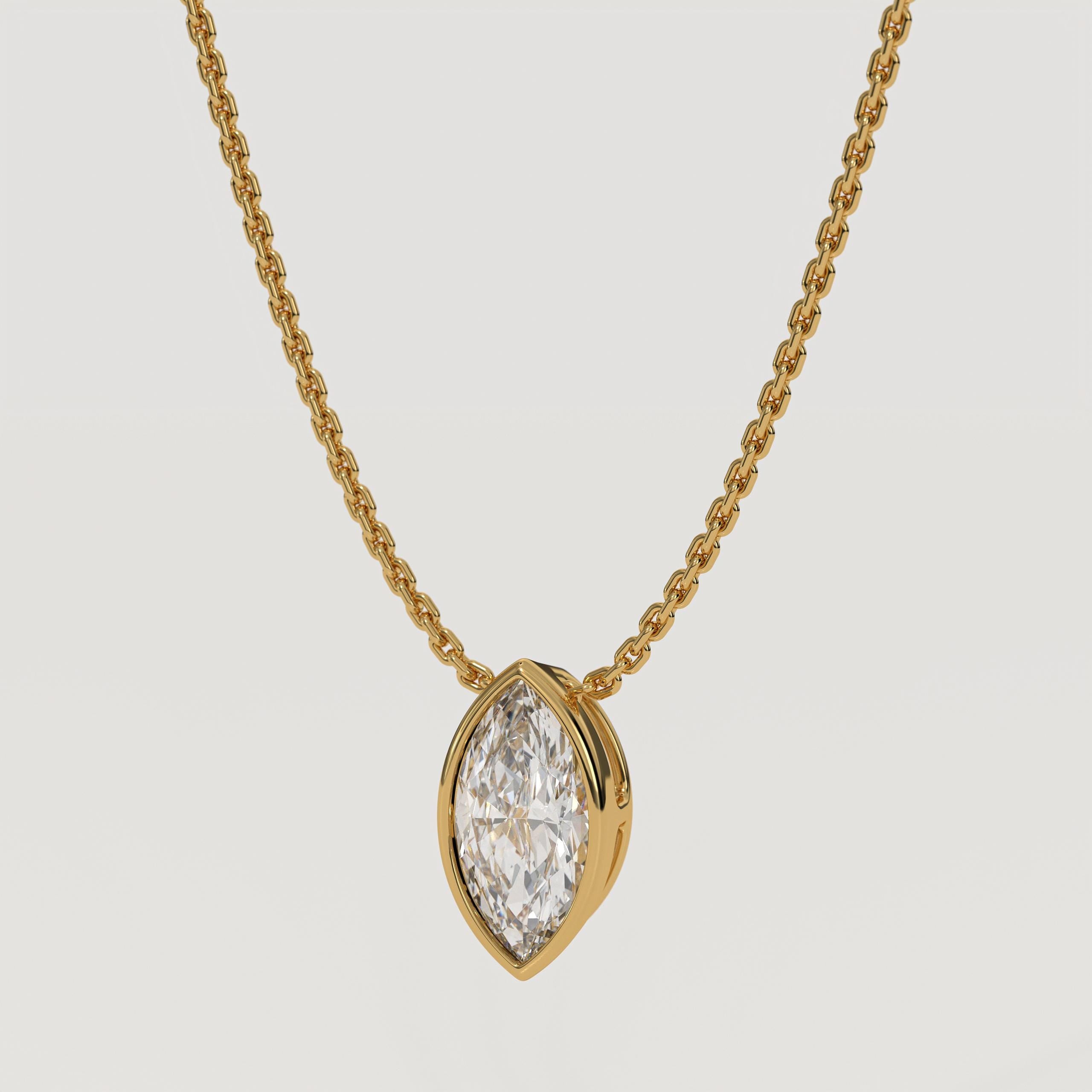 14K Solid Gold Marquise Cut Solitaire Lab Grown Diamond