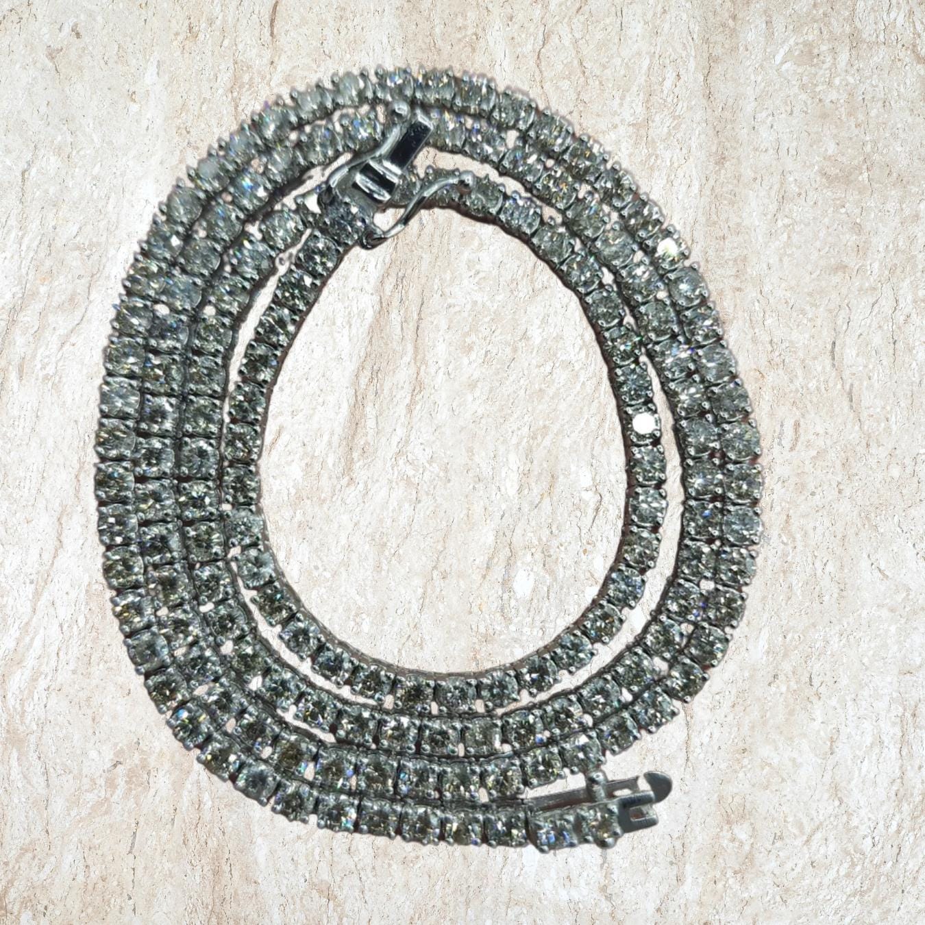 7 Ct Round Tennis Diamond Necklace, 16 inch Diamond Tennis Necklace, 14K Gold Lab Grown Diamond Necklace, Beautiful White Diamonds For Women