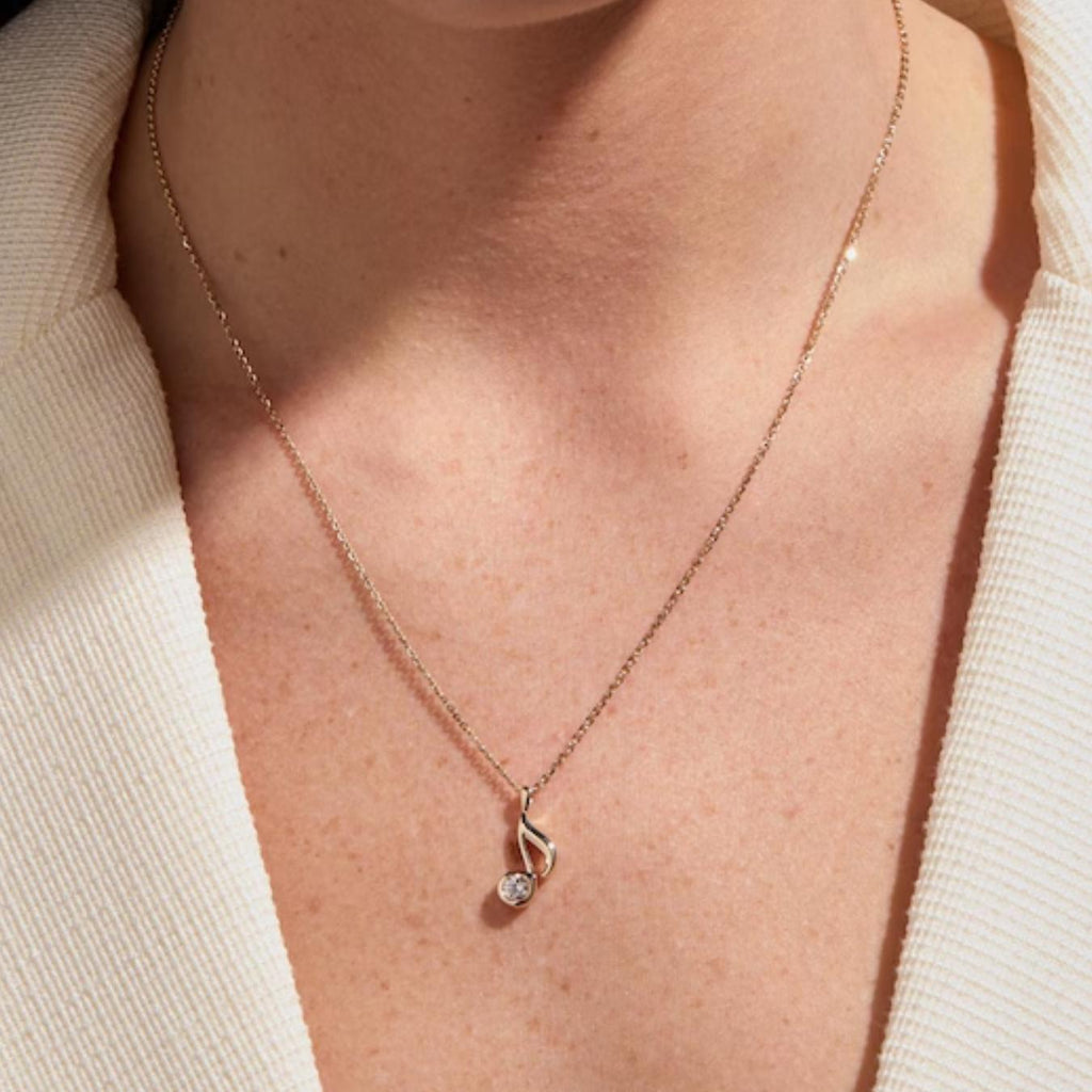 Music Note Necklace, Music Note Jewelry, 14K Solid Gold, Musical Pendant