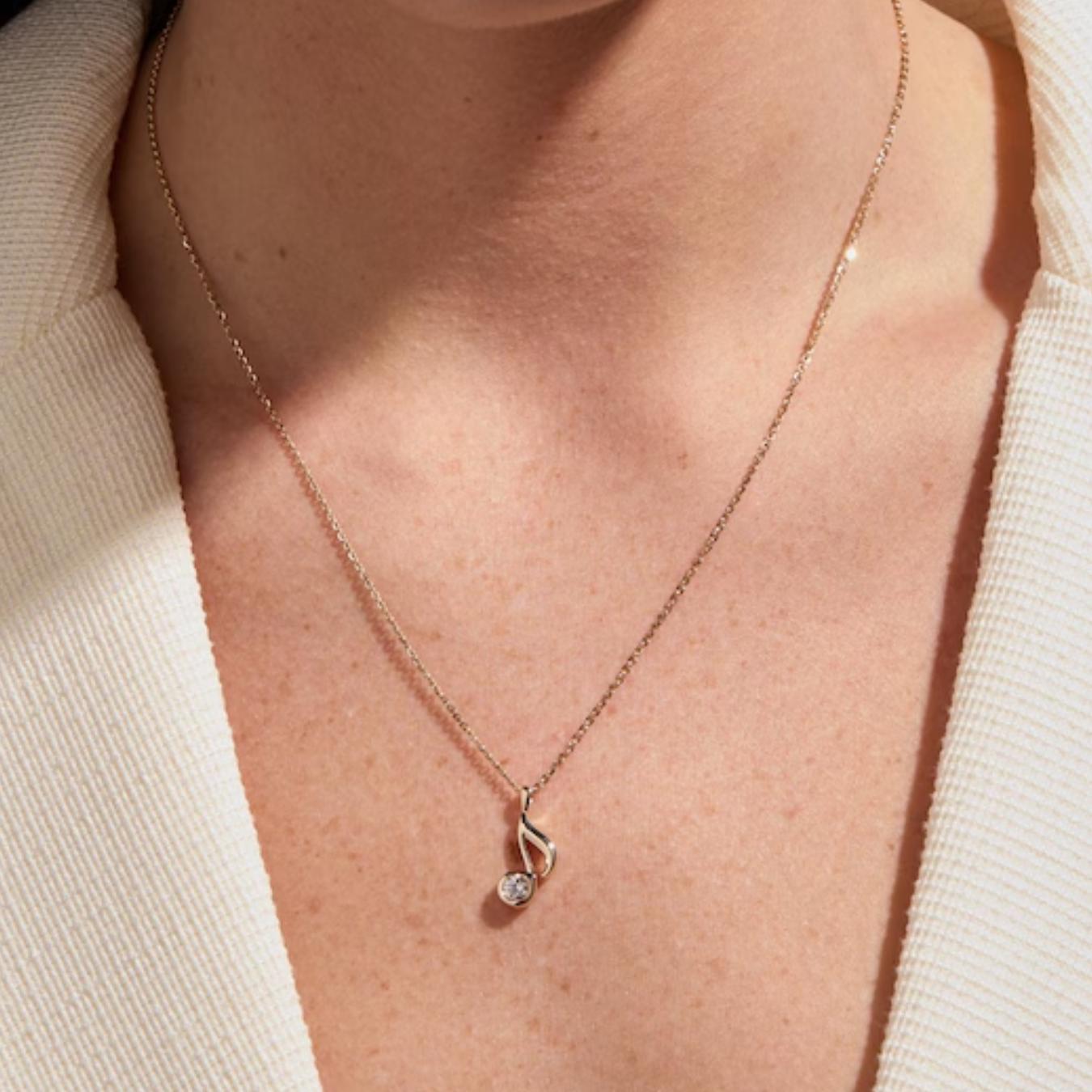 Music Note Necklace, Music Note Jewelry, 14K Solid Gold, Musical Pendant