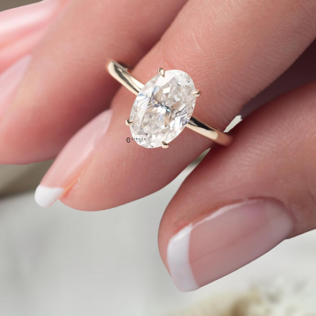 Oval IGI Certified Lab Grown Diamond 14K Solid Gold Solitaire Engagement Ring