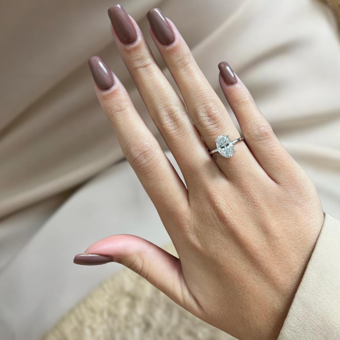 Oval IGI Certified Lab Grown Diamond 14K Solid Gold Solitaire Engagement Ring