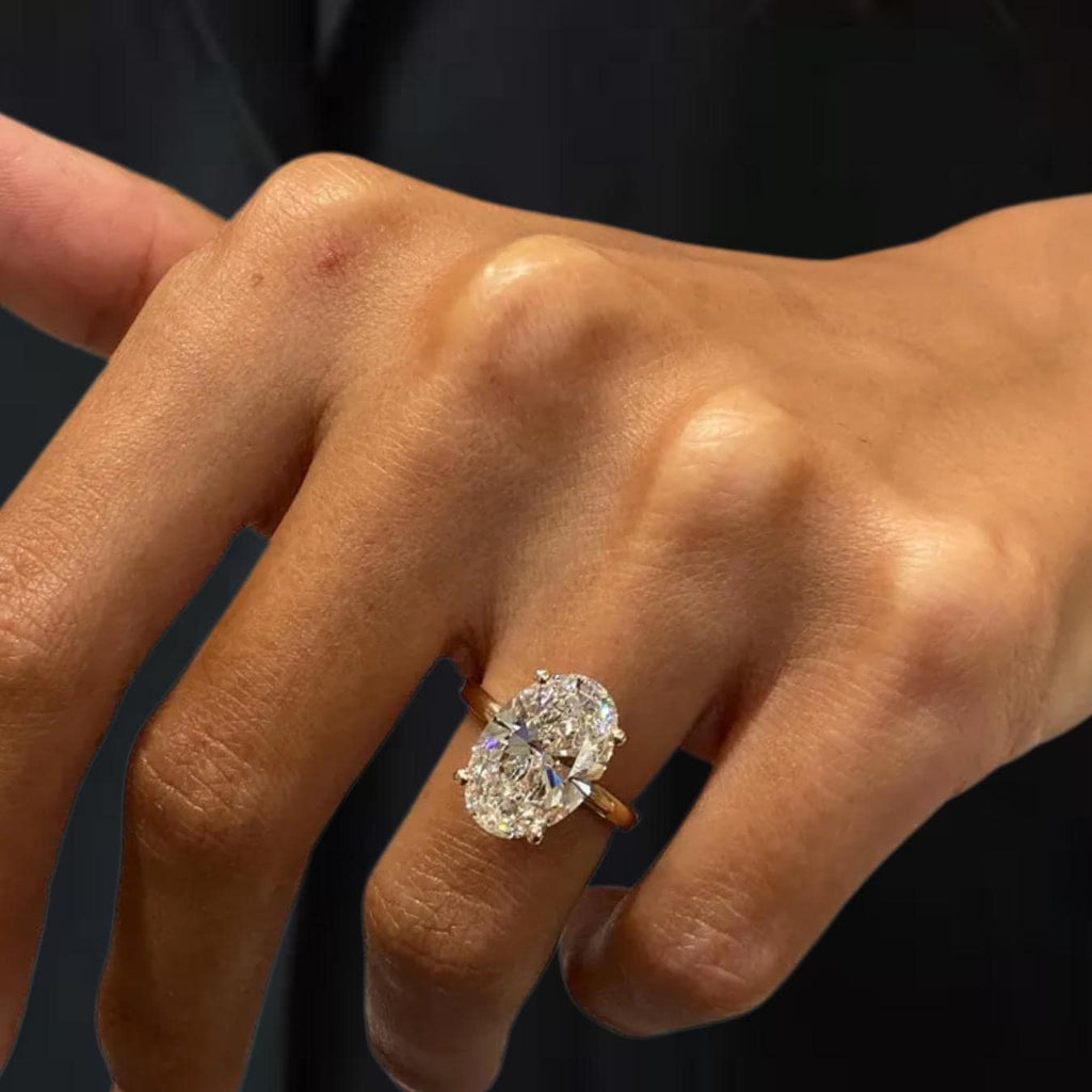 5 Carat Huge Oval Cut Lab Diamond Solitaire Ring, Lab Created Diamond, 14K Solid Gold Engagement Ring