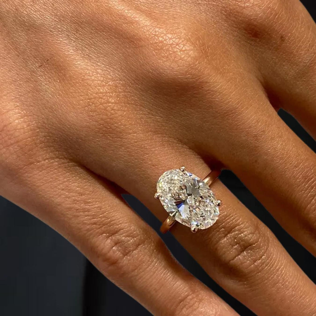 5 Carat Huge Oval Cut Lab Diamond Solitaire Ring, Lab Created Diamond, 14K Solid Gold Engagement Ring
