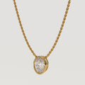 14K Gold Oval Lab Diamond Bezel Necklace - IGI Certified