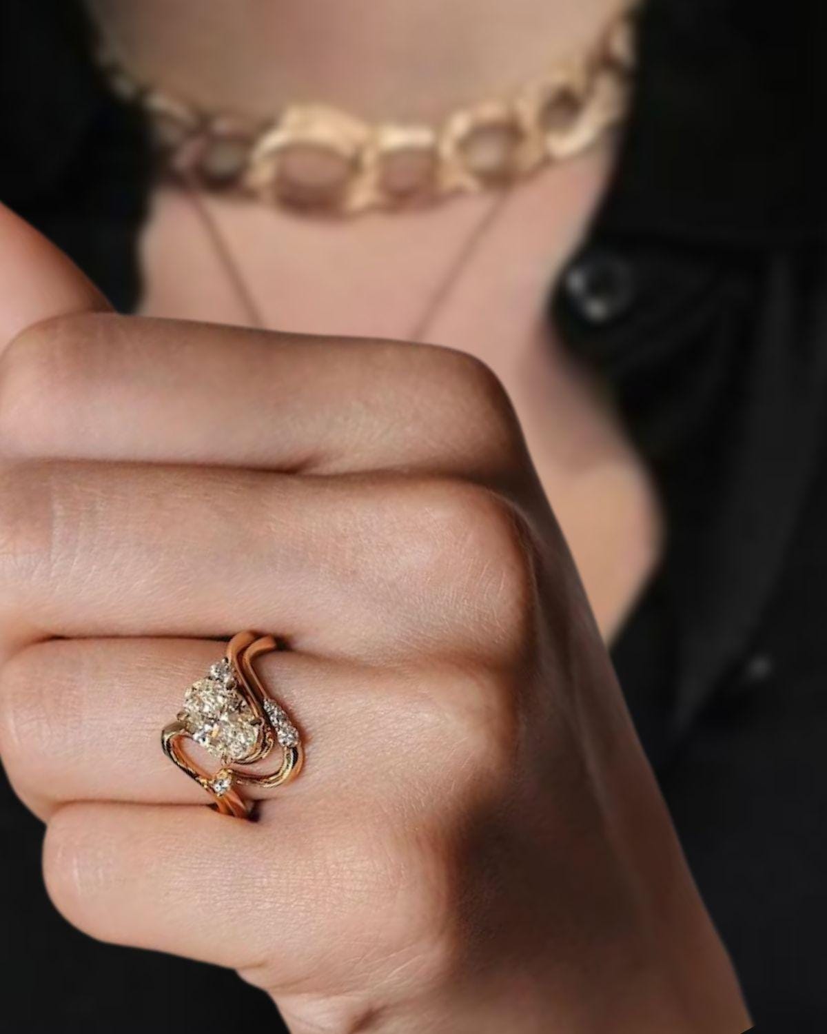 Oval Diamond Engagement Ring with Flush Fit Band, 14K Solid Gold Ring Bridesmaids Unique Gift For Her