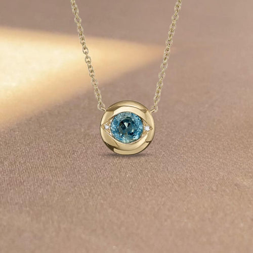 14k Diamond Evil Eye Necklace | Sapphire Necklace for Women | Easter Day Gift | Evil Eye Pendant | Diamond Necklace |Sapphire Evil Eye Charm