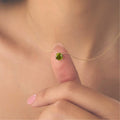 Round Peridot 14K Solid Gold Necklace, August Birthstone Pendant, Minimalist Jewelry
