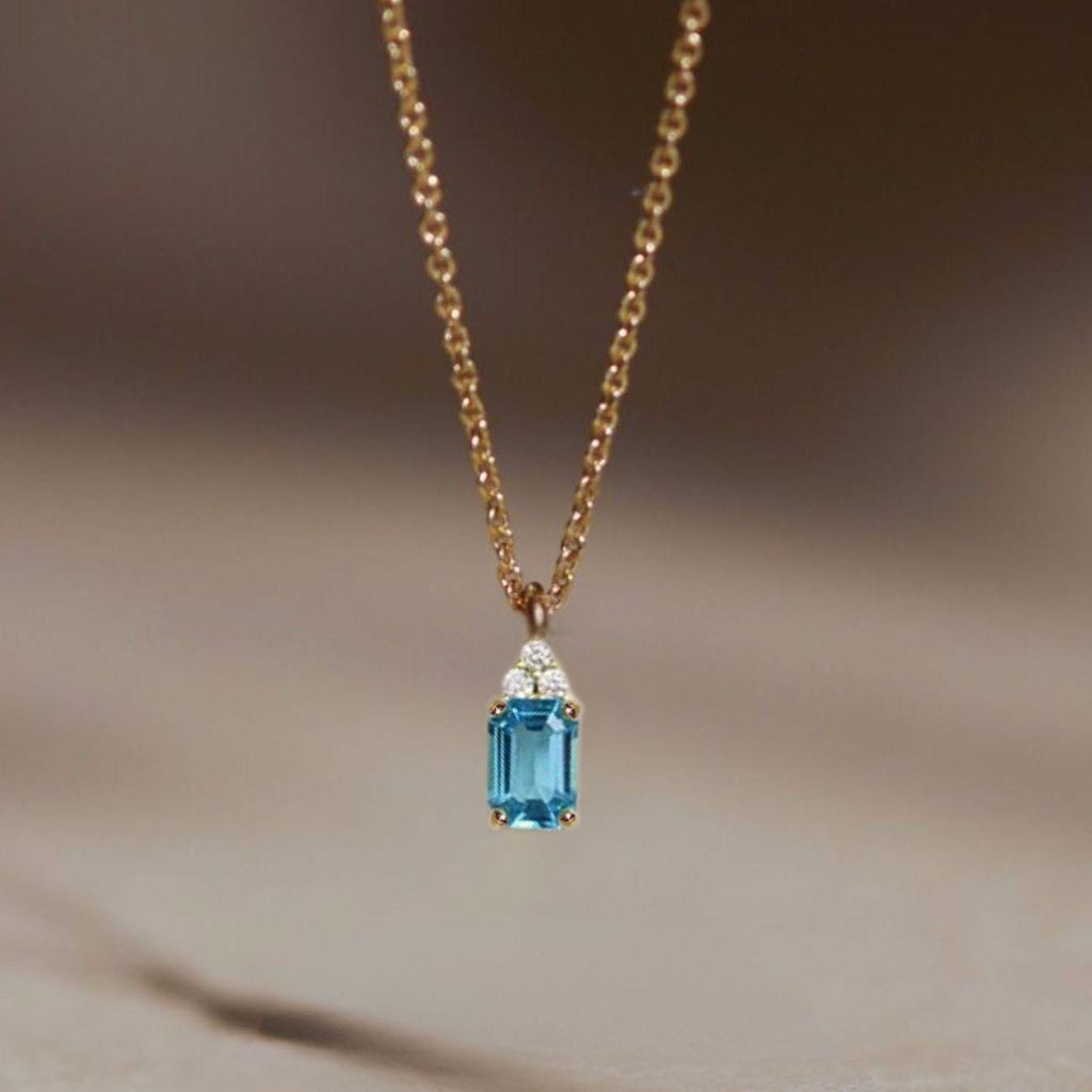 14K Gold Swiss Topaz Pendant, December Birthstone Necklace, Dainty Anniversary Gift