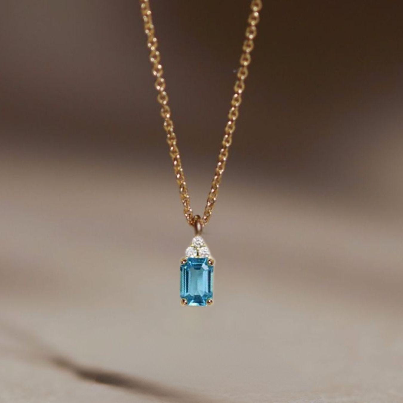 14K Gold Swiss Topaz Pendant, December Birthstone Necklace, Dainty Anniversary Gift