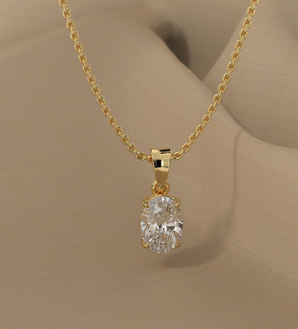 1 Carat Oval Lab Grown Diamond Solitaire Pendant IGI Certified F VS1
