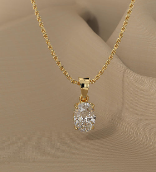 1 Carat Oval Lab Grown Diamond Solitaire Pendant IGI Certified F VS1