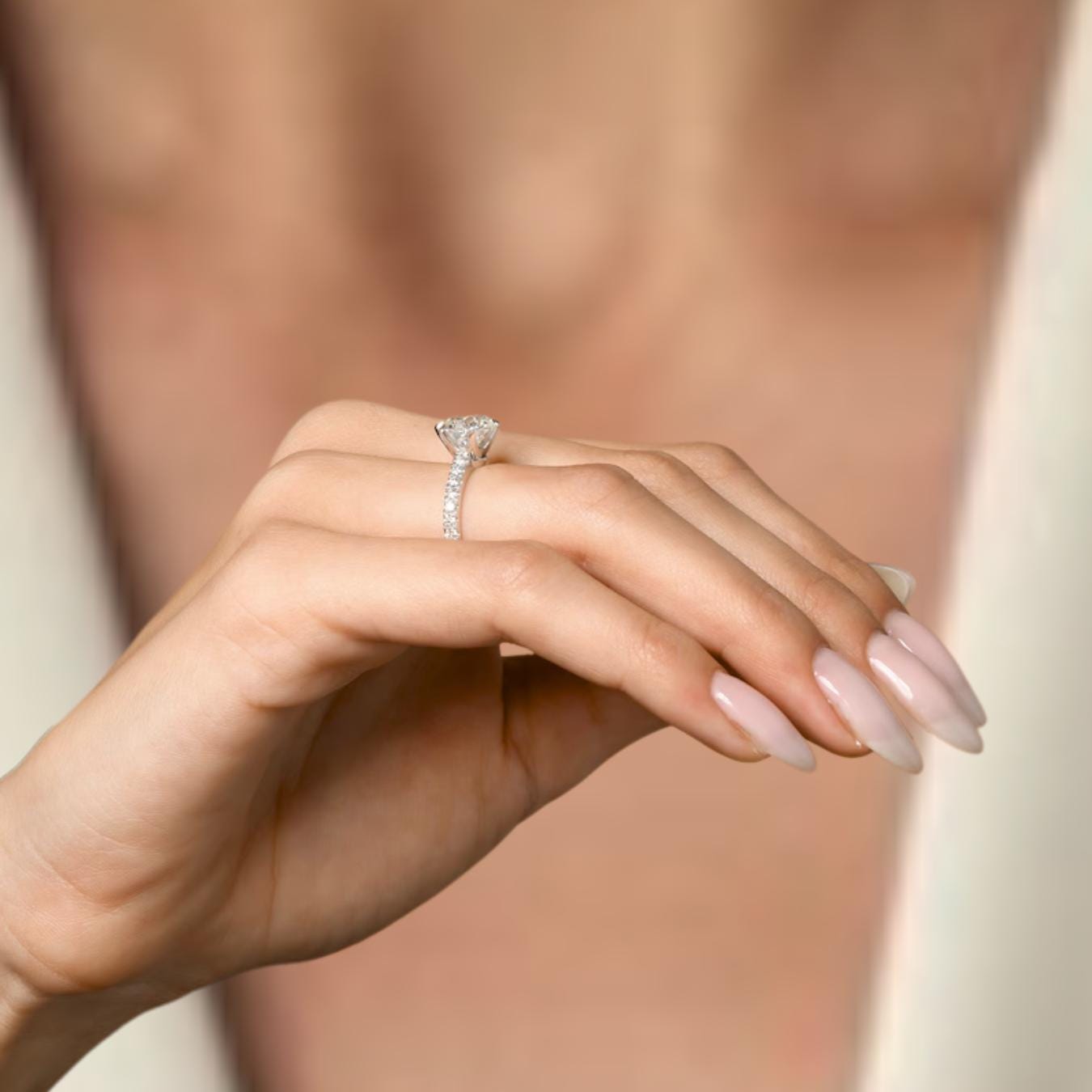 Round Cut Lab Grown Diamond Solitaire Engagement Ring | 14K White Gold