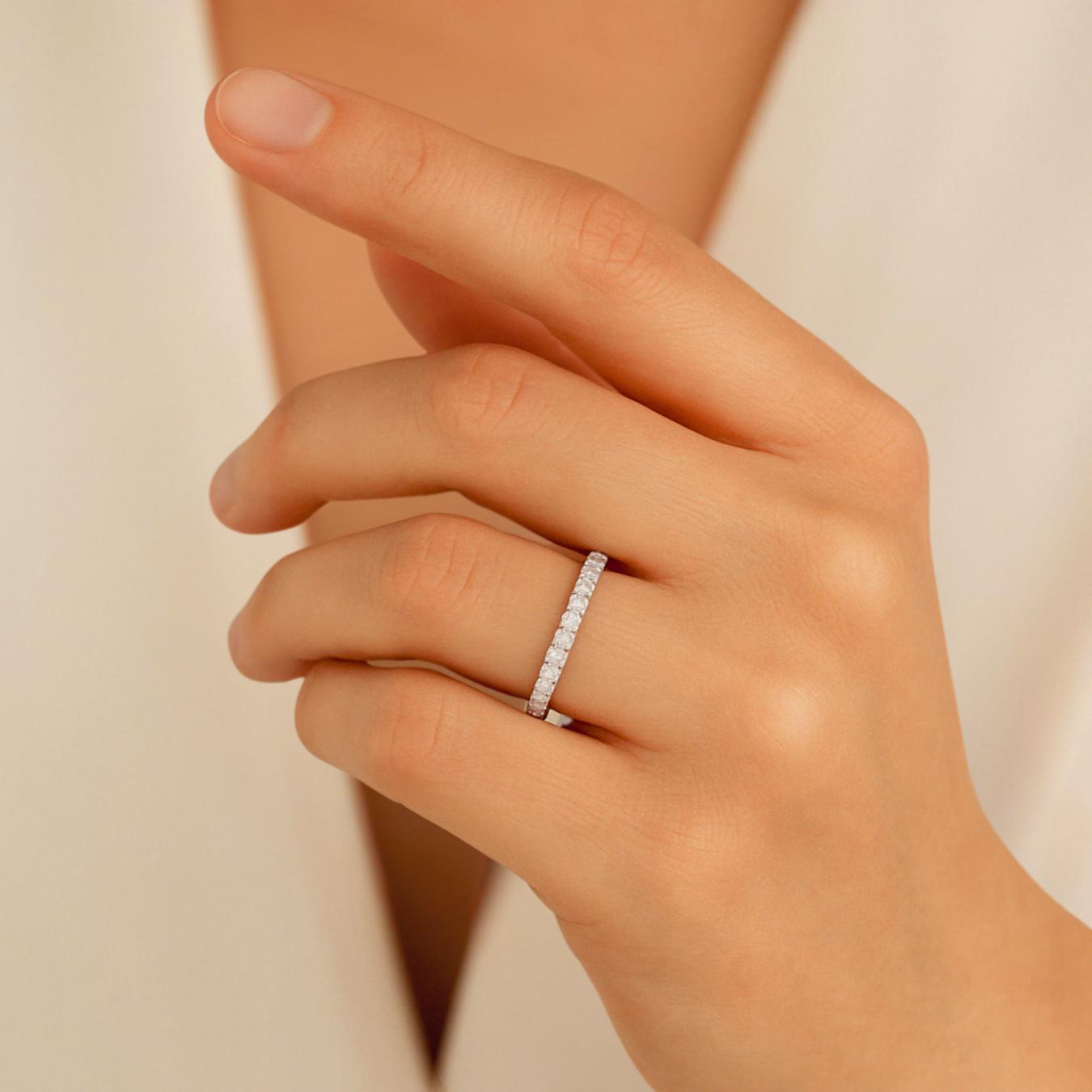 14K Gold Lab Grown Diamond Eternity Wedding Band