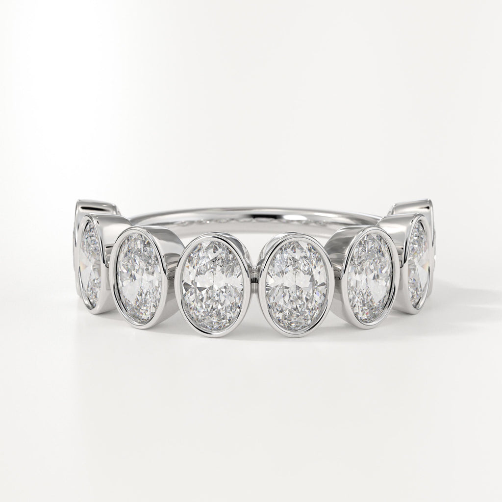 Oval Lab Grown Diamond Wedding Band for Her, Anniversary Ring For Women