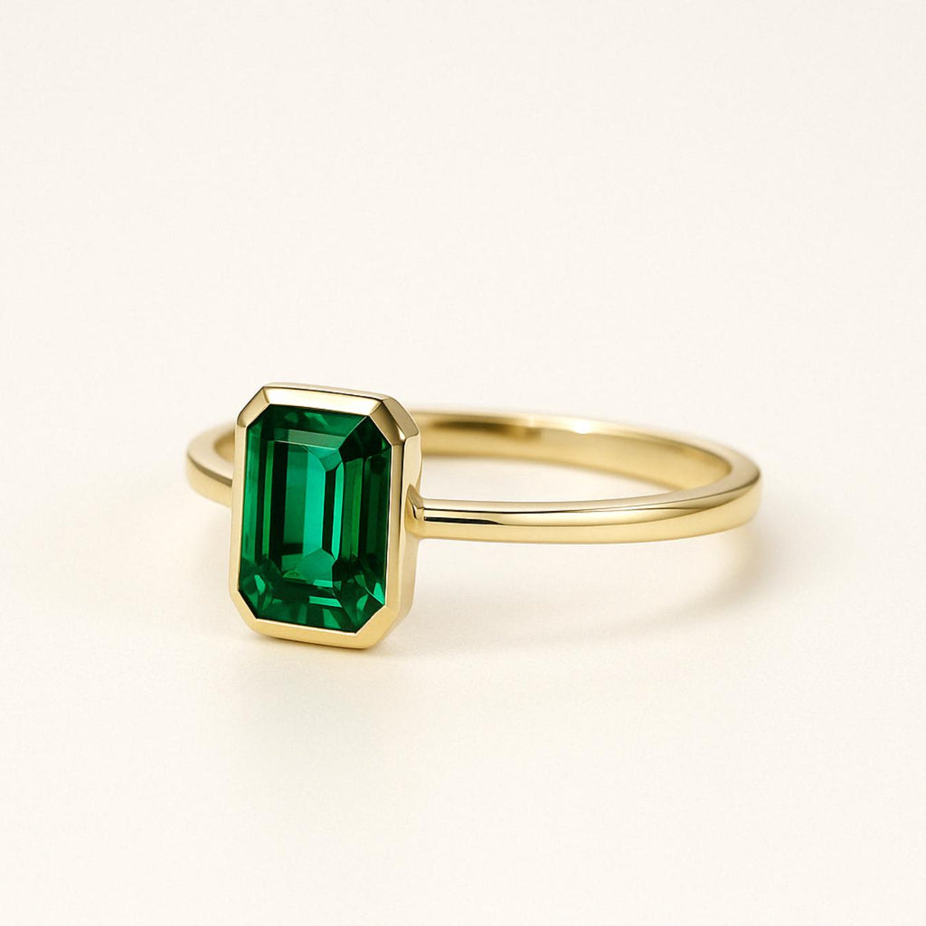 14K Gold Vintage Emerald Engagement Ring | Unique Promise Ring For Women