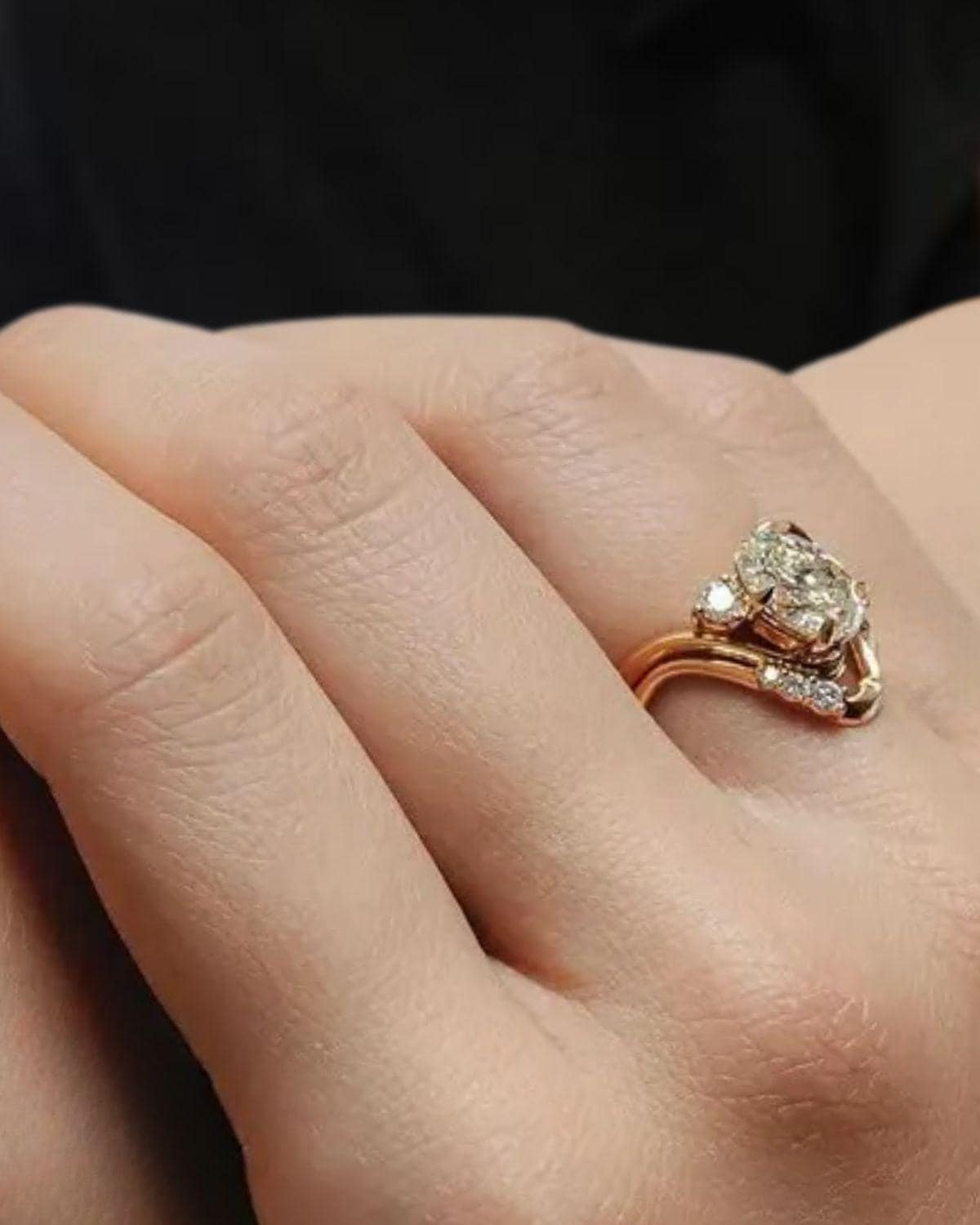 Oval Diamond Engagement Ring with Flush Fit Band, 14K Solid Gold Ring Bridesmaids Unique Gift For Her