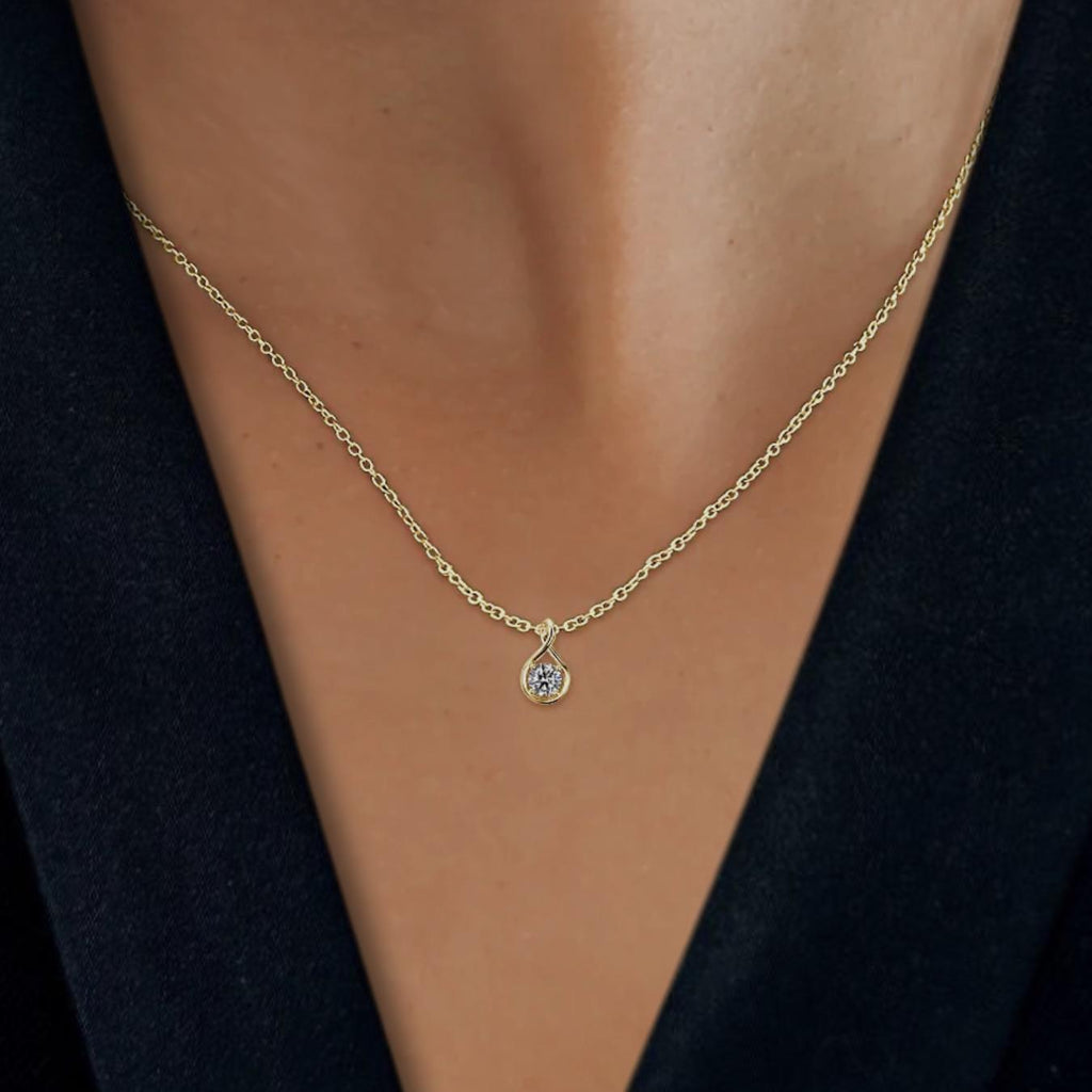 14K Gold Round certified lab grown diamond pendant Gift for mother, wife, daughter
