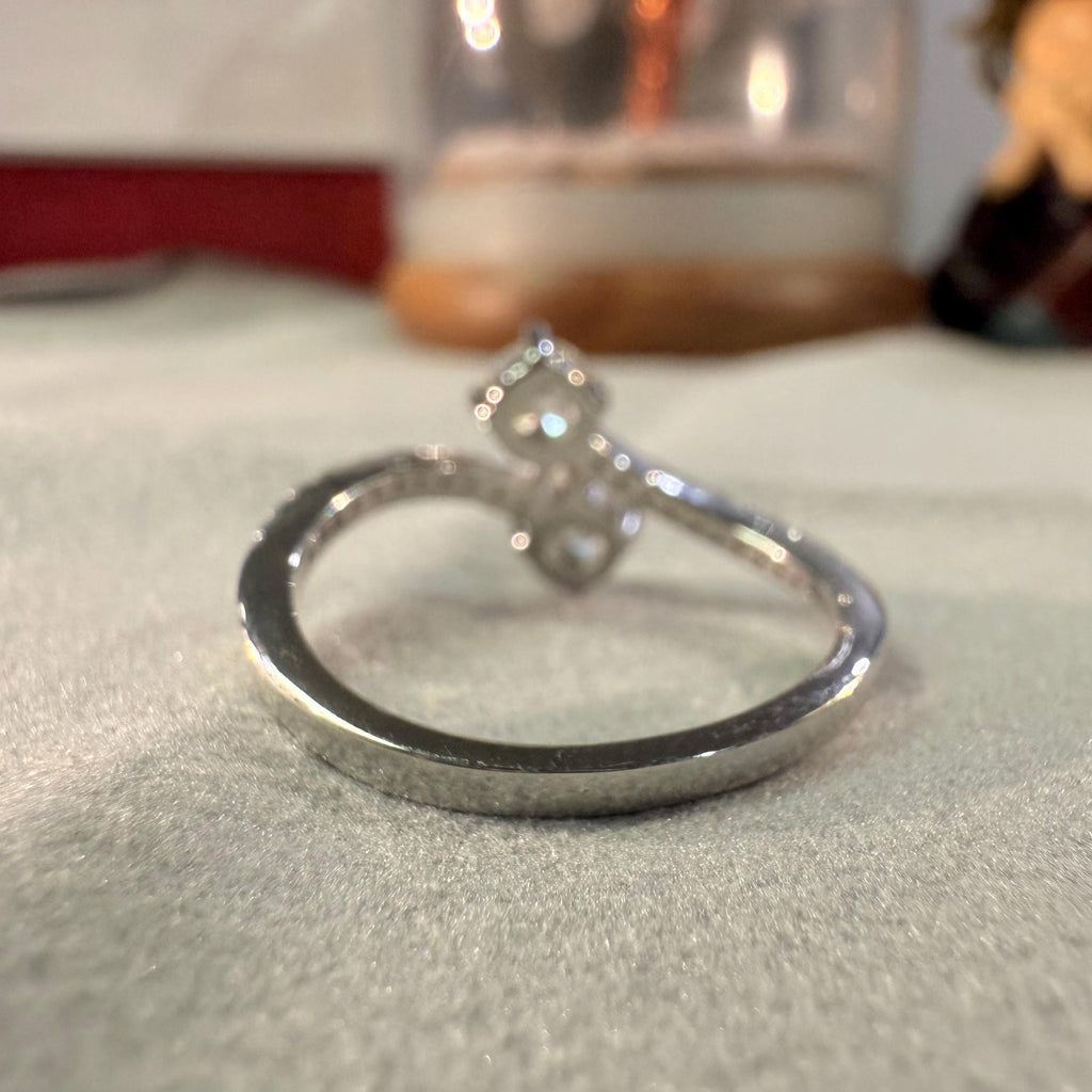 Dainty Bypass Round Diamond Anniversary Ring, Two Stone Forever Lab Grown Diamond Ring