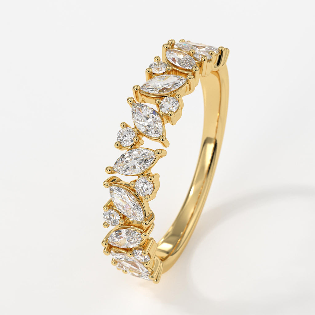 14K Gold Marquise Diamond Cluster Ring, Anniversary Gift