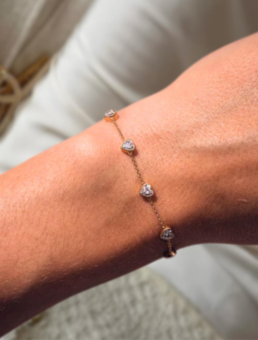 Heart Cut Bezel Bracelet Tiny Diamond Bracelet Best Friend Gift Gold Women's Diamond Bracelet
