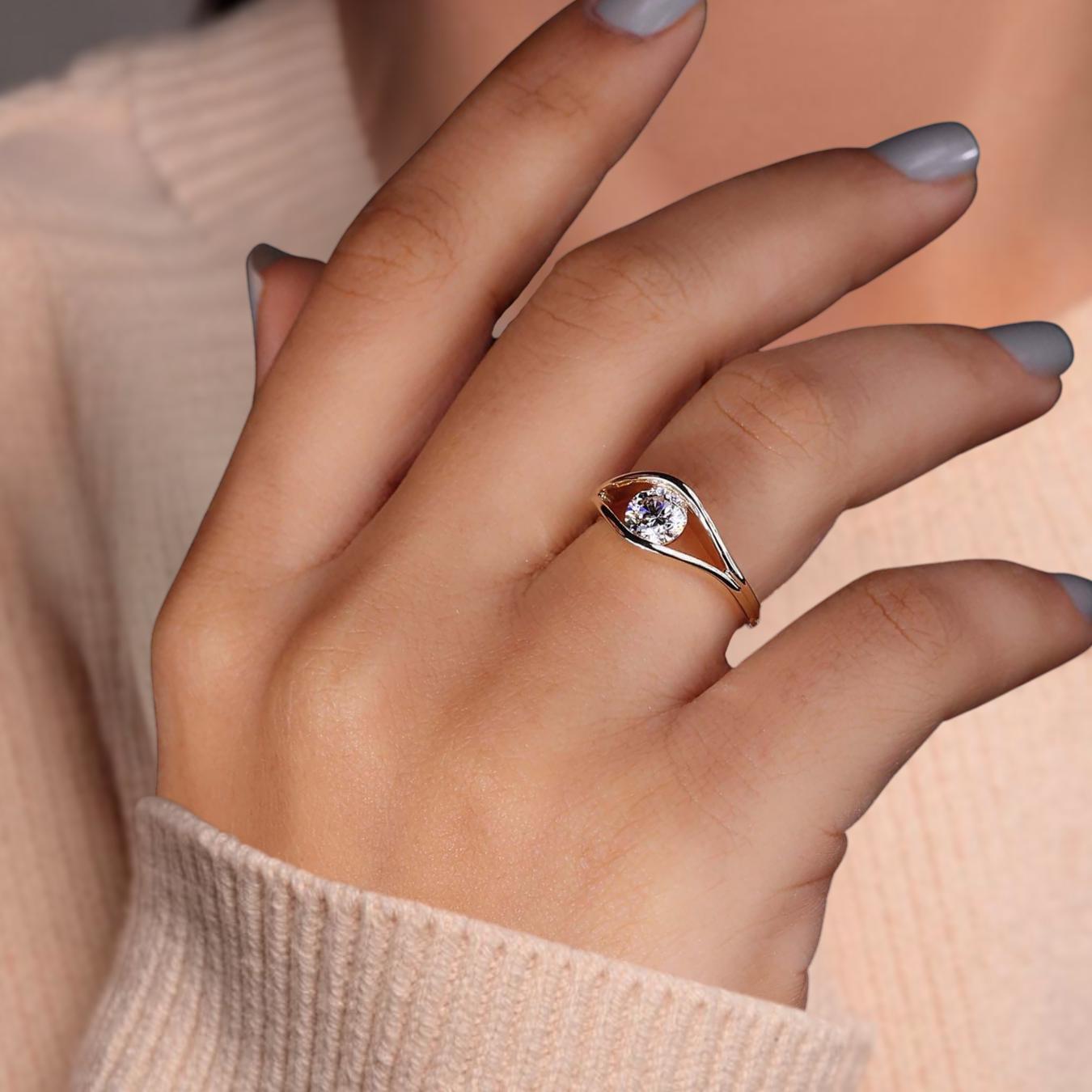 Round Lab Created Diamond Engagement Ring | 1.0 CT Round Lab Grown Diamond Ring
