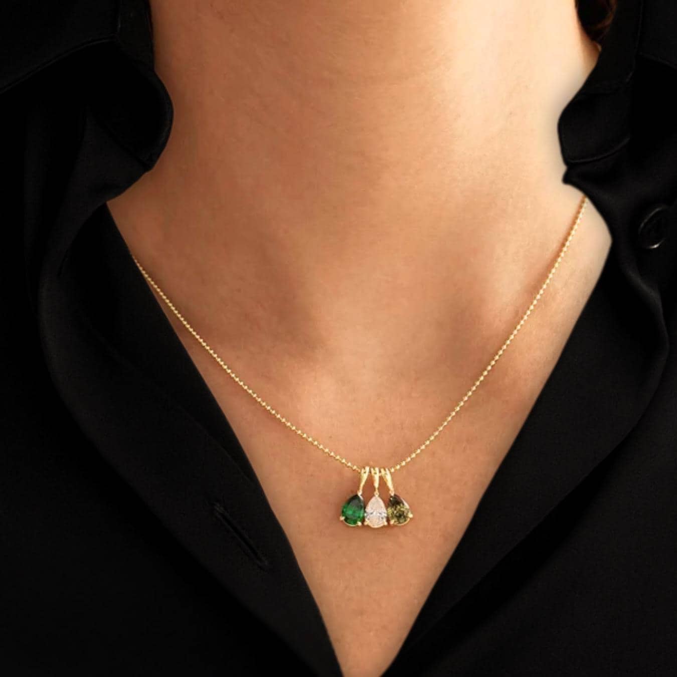 14K Gold Birthstone Necklace | Anniversary Family Gift for Mom |Mothers Day Gift for Her