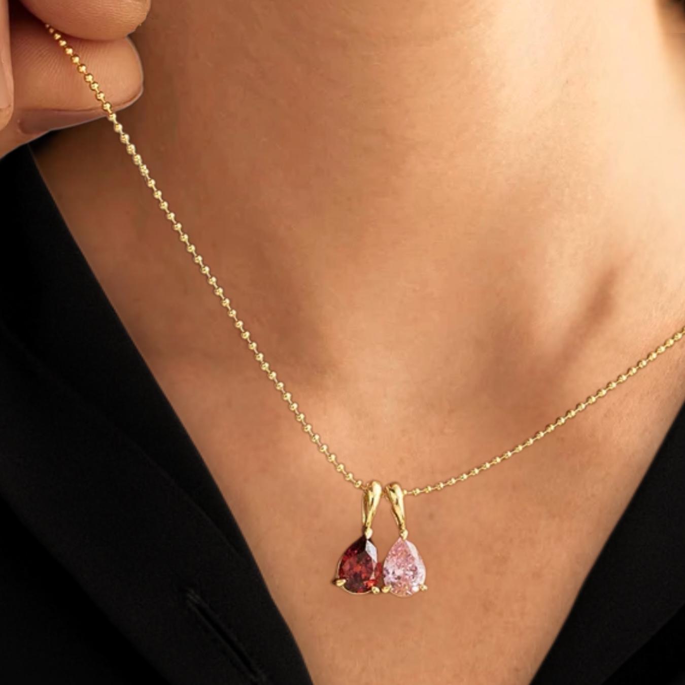 14K Gold Birthstone Necklace | Anniversary Family Gift for Mom |Mothers Day Gift for Her