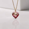 14K Gold Heart Ruby Charm Necklace Heart Shaped With Lab Grown Diamond, July Birthstone Pendant