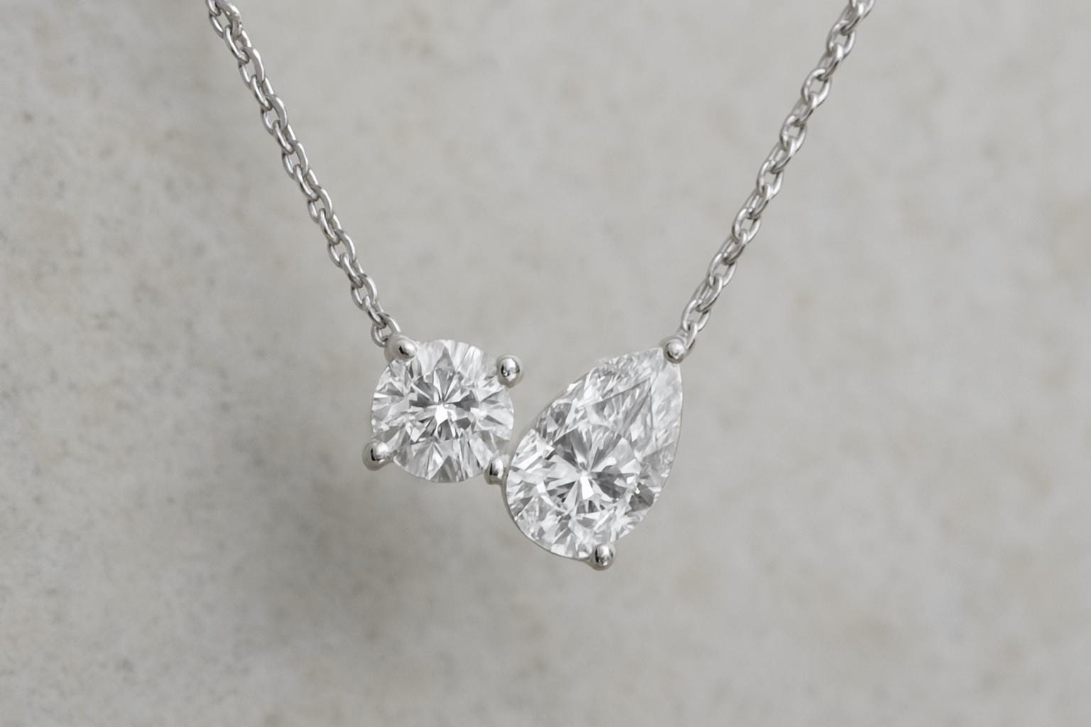 14K Gold Toi et Moi Necklace with Lab Grown Diamonds – Elegant Minimalist Jewelry for Everyday Wear