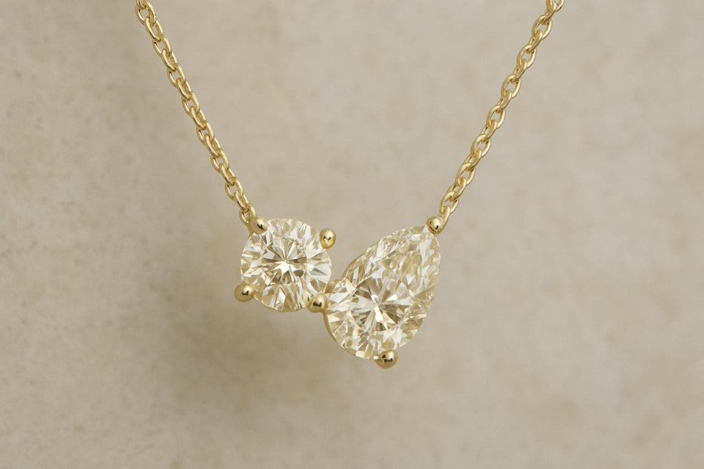 14K Gold Toi et Moi Necklace with Lab Grown Diamonds – Elegant Minimalist Jewelry for Everyday Wear