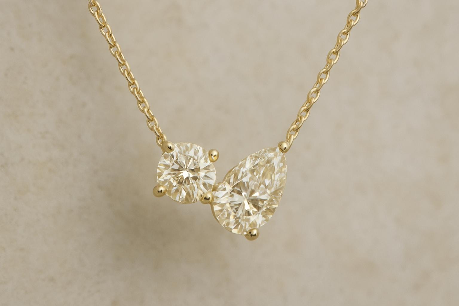 14K Gold Toi et Moi Necklace with Lab Grown Diamonds – Elegant Minimalist Jewelry for Everyday Wear