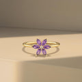 14K Gold Amethyst Flower Ring | February Birthstone Ring | Birthday Gift | Valentine's Day