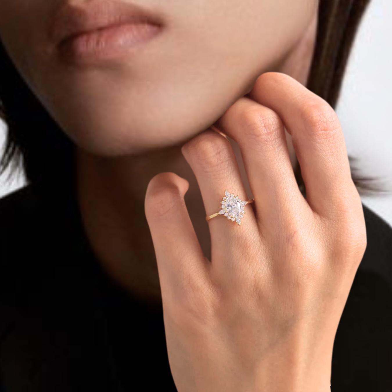 14K Oval Lab Grown Engagement Ring | Vintage Style 1.23 Ct Lab Grown Ring