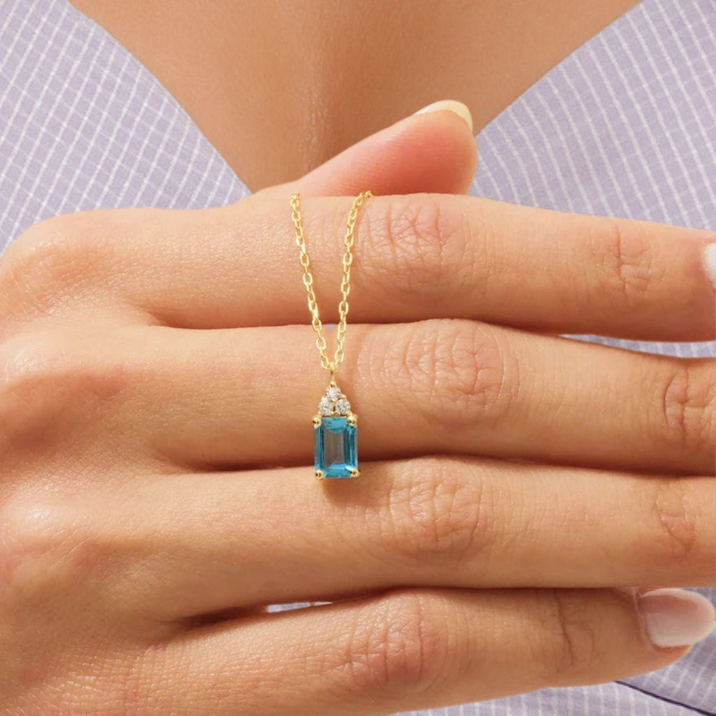 14K Gold Swiss Topaz Pendant, December Birthstone Necklace, Dainty Anniversary Gift