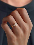 14k Marquise Lab Grown Engagement Ring Solid Gold, Vintage Style Solitaire Ring