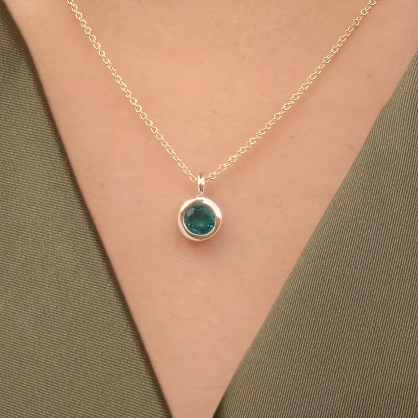 14K Gold Emerald Necklace | Emerald Stone Necklace | May Birthstone | Gemstone Necklace