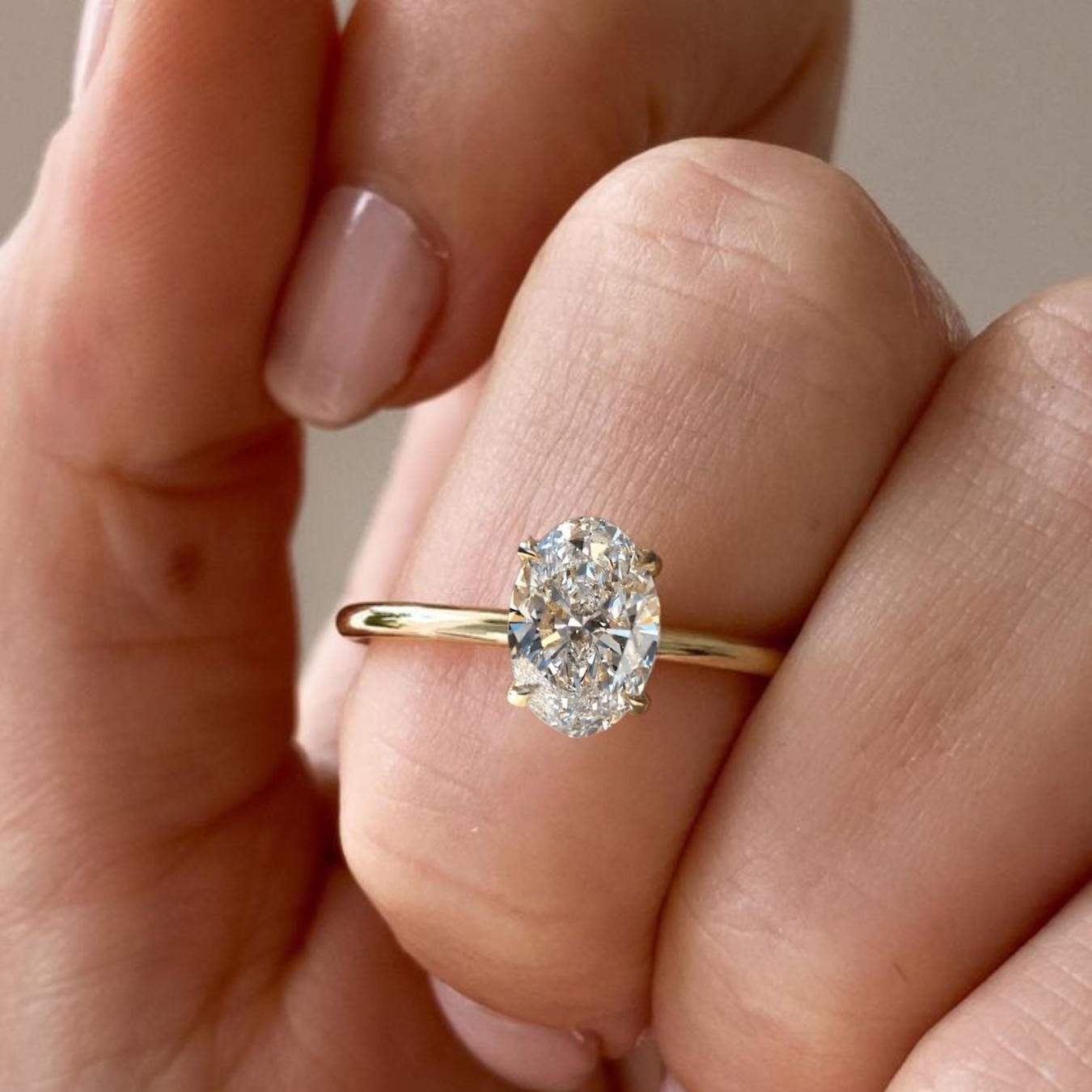 3ct Oval Solitaire IGI Certified Lab Grown Diamond Ring in Solid 14K Gold
