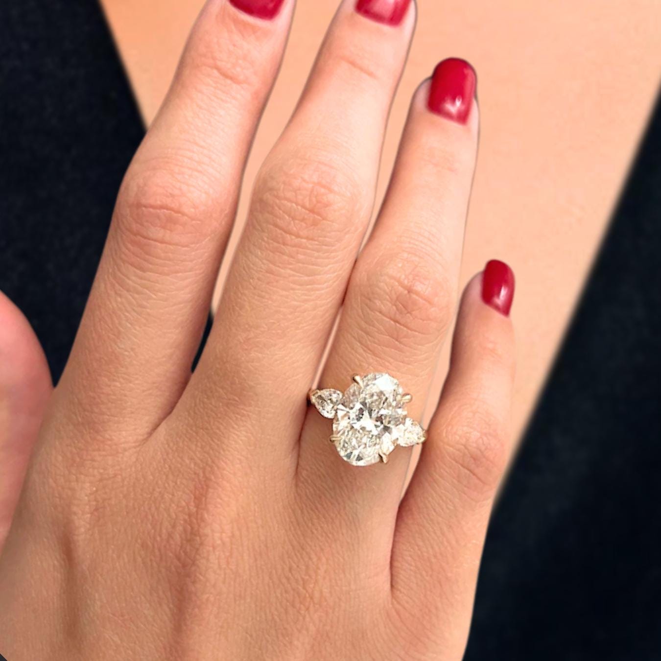 5 Carat Oval Diamond Engagement Ring Oval Trilogy Diamond Ring for Her