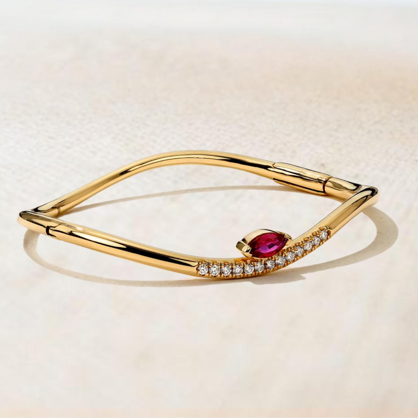 Ruby Bracelet / 14k Gold marquise Setting Ruby Bracelet/Ruby diamond Bracelet / July Birthstone Gift, Gift for Her