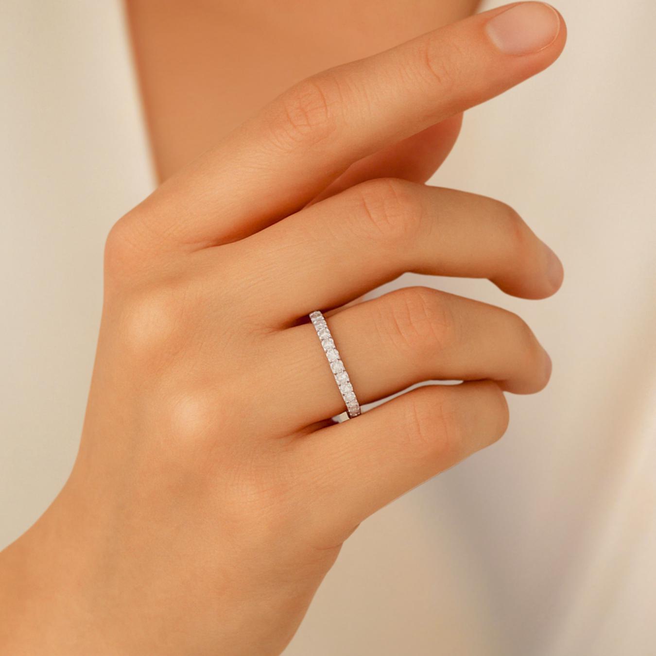 14K Gold Lab Grown Diamond Eternity Wedding Band