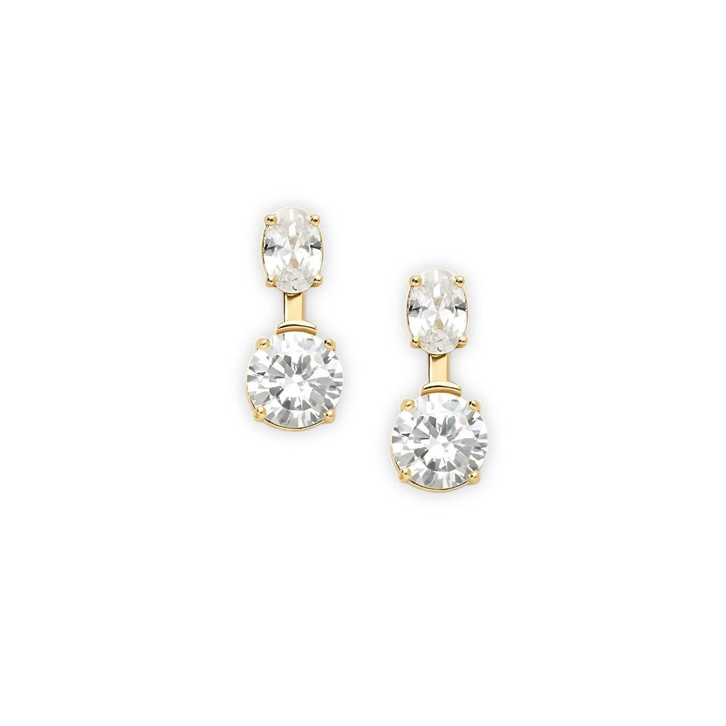 1.50 Carat Lab Grown Diamond Drop Earrings Oval & Round Shapes, 14K Yellow Gold