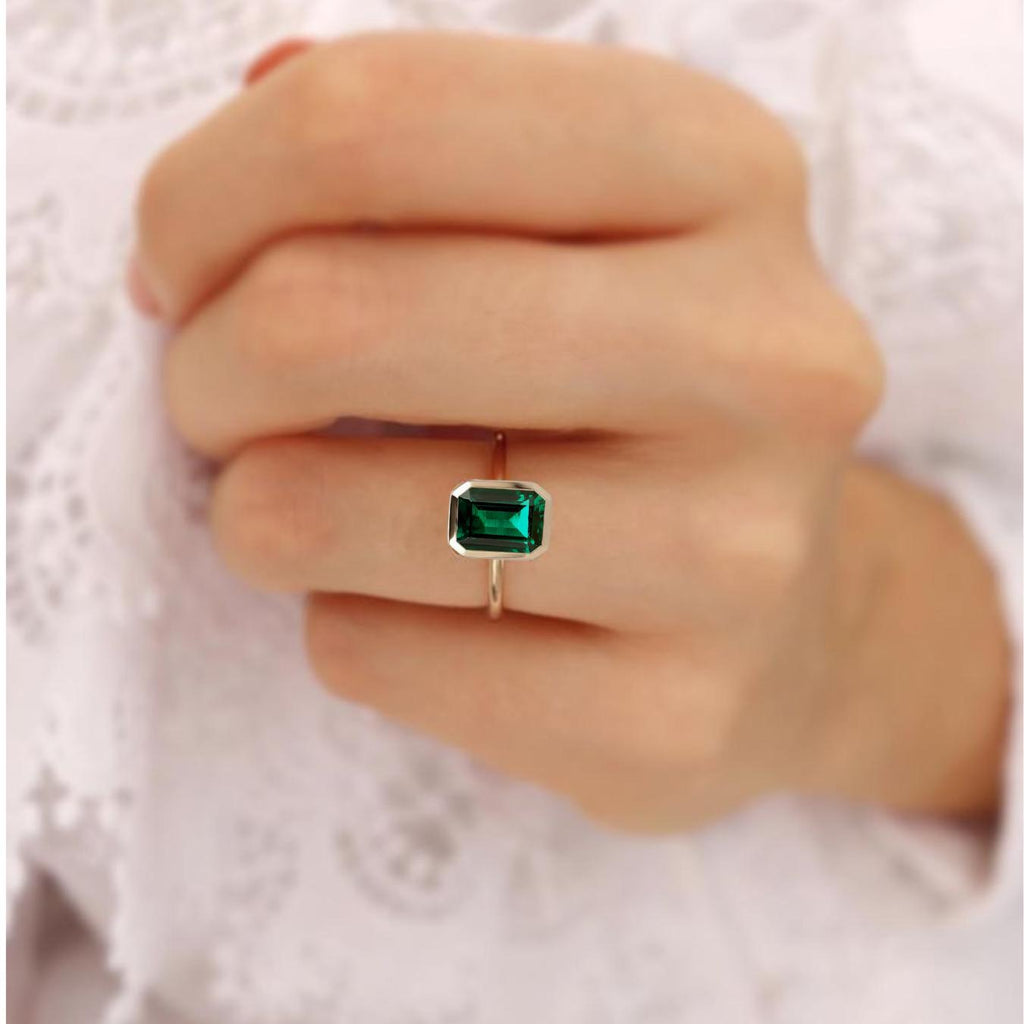 14K Gold Vintage Emerald Engagement Ring | Unique Promise Ring For Women