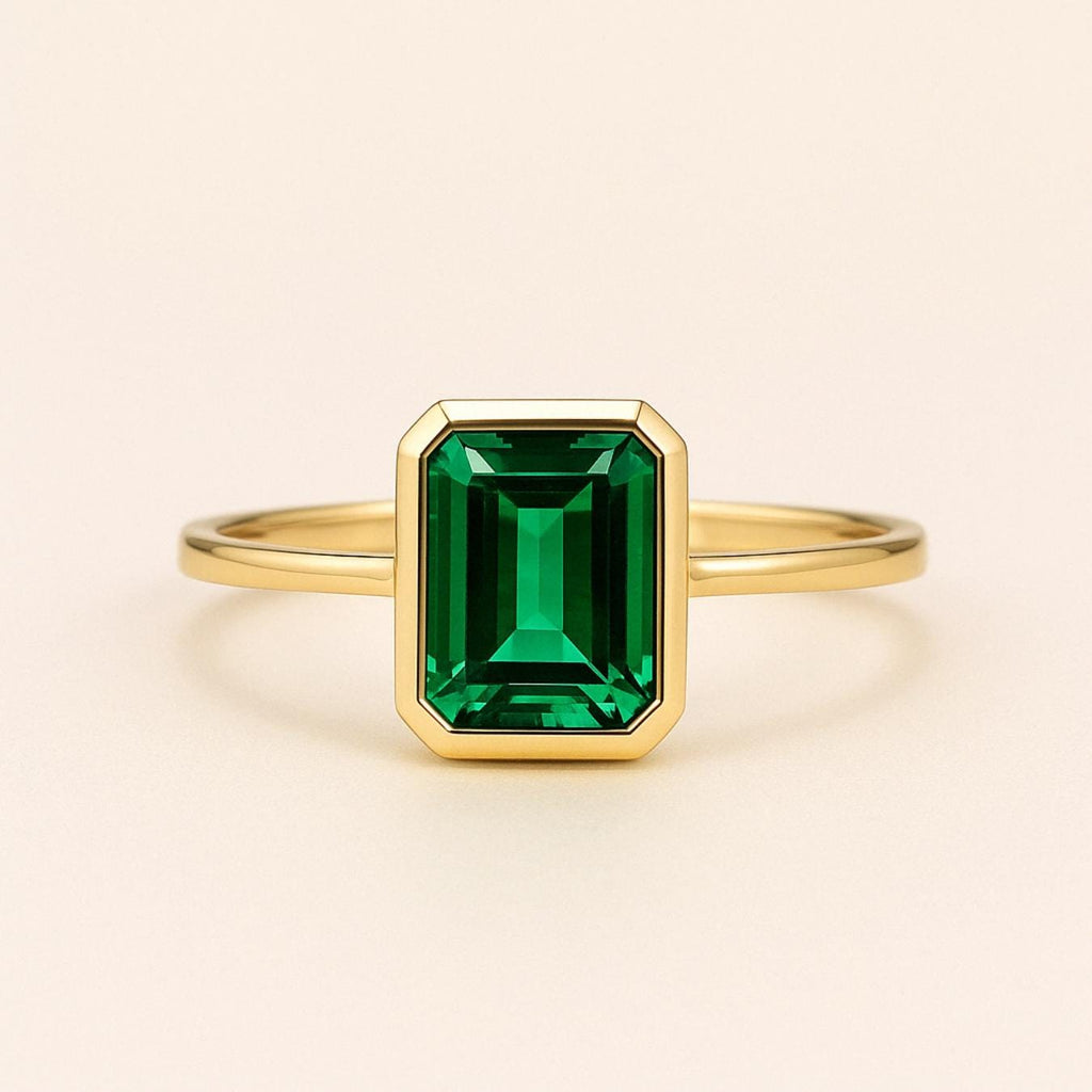 14K Gold Vintage Emerald Engagement Ring | Unique Promise Ring For Women