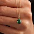 Emerald Green Necklace, May Birthstone Pendant, Solid Gold Emerald Necklace, Teardrop Emerald Jewelry, Minimalist Necklace, Mother's Day