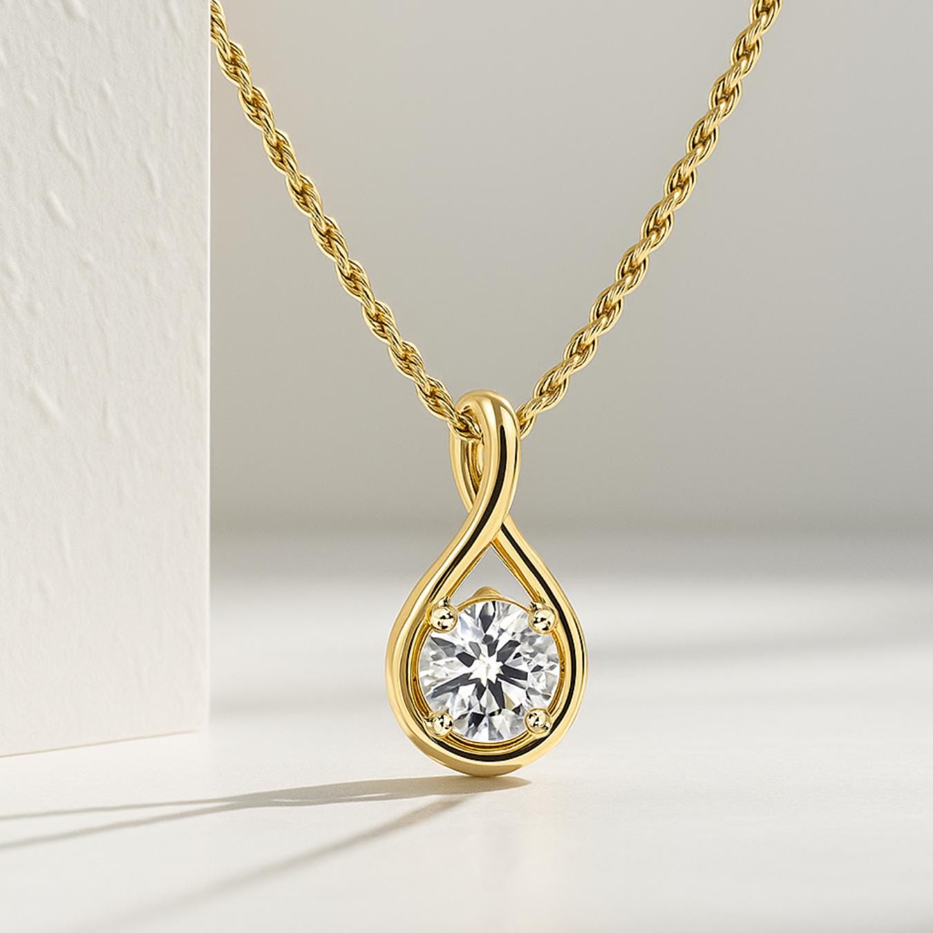 14K Gold Round certified lab grown diamond pendant Gift for mother, wife, daughter