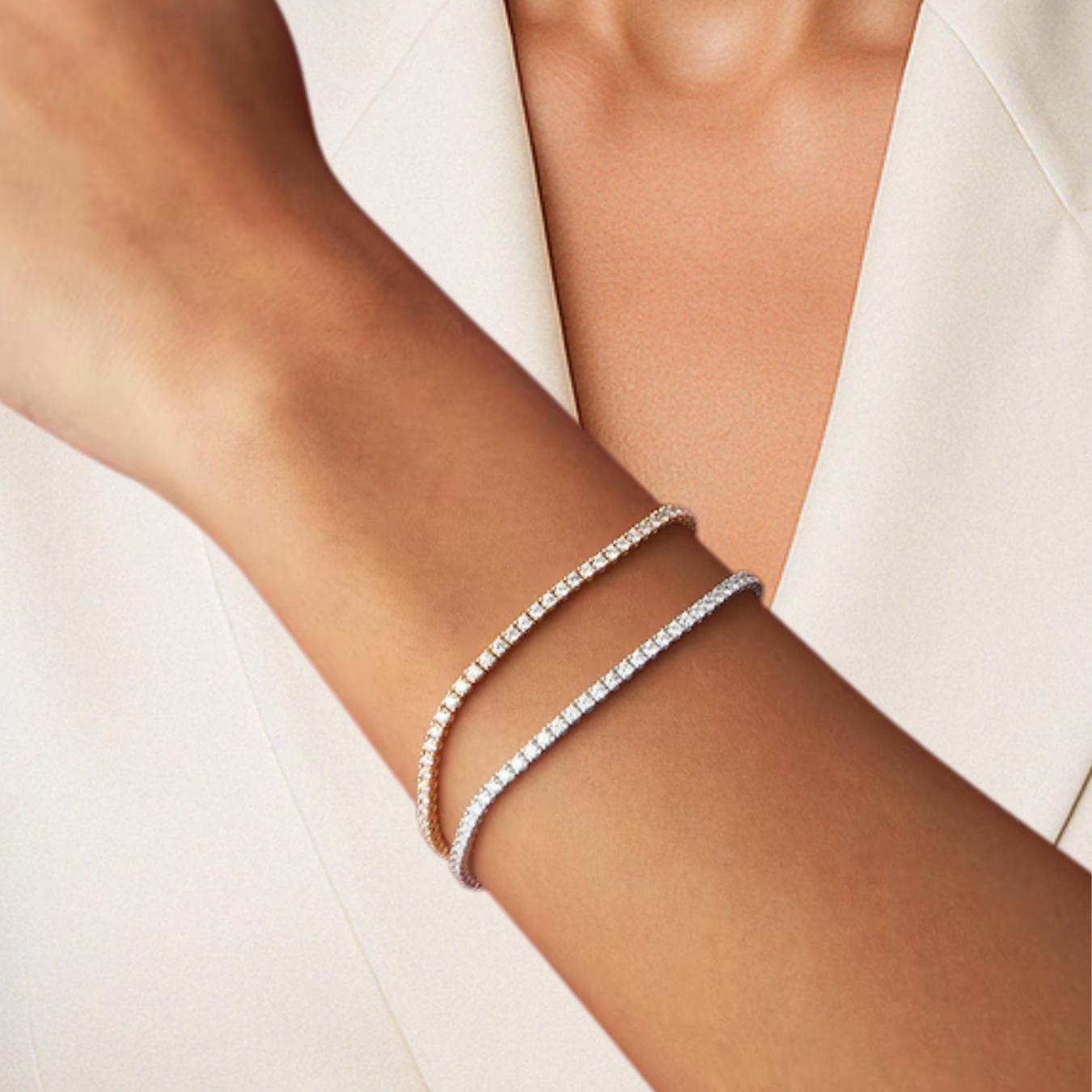 Lab Grown Diamond Tennis Bracelet, 14K Gold Round Diamond Pave Tennis Bracelet by Elysea Fine Jewelry, Anniversary Gift Gift for Mom